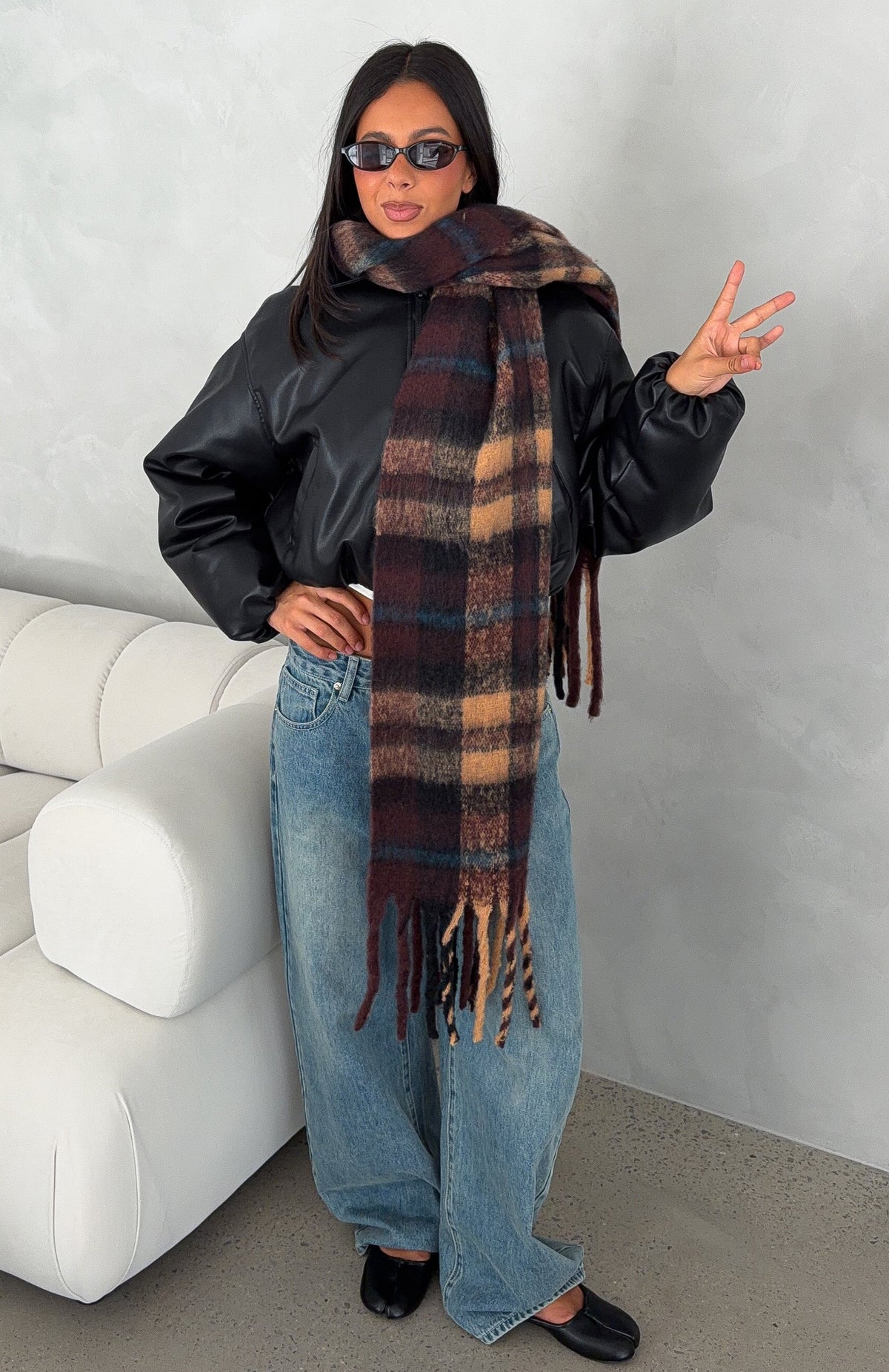 Archie Scarf Chocolate Plaid