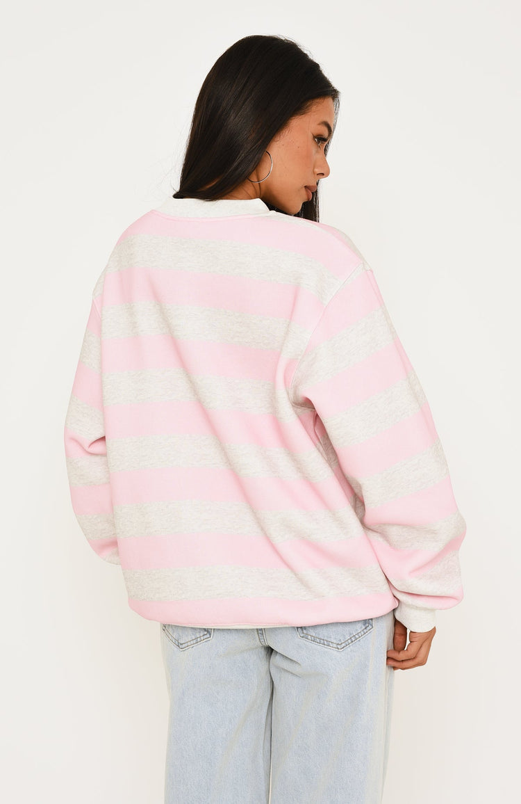Before It's Too Late V Neck Oversized Sweater Grey Marle/Posy