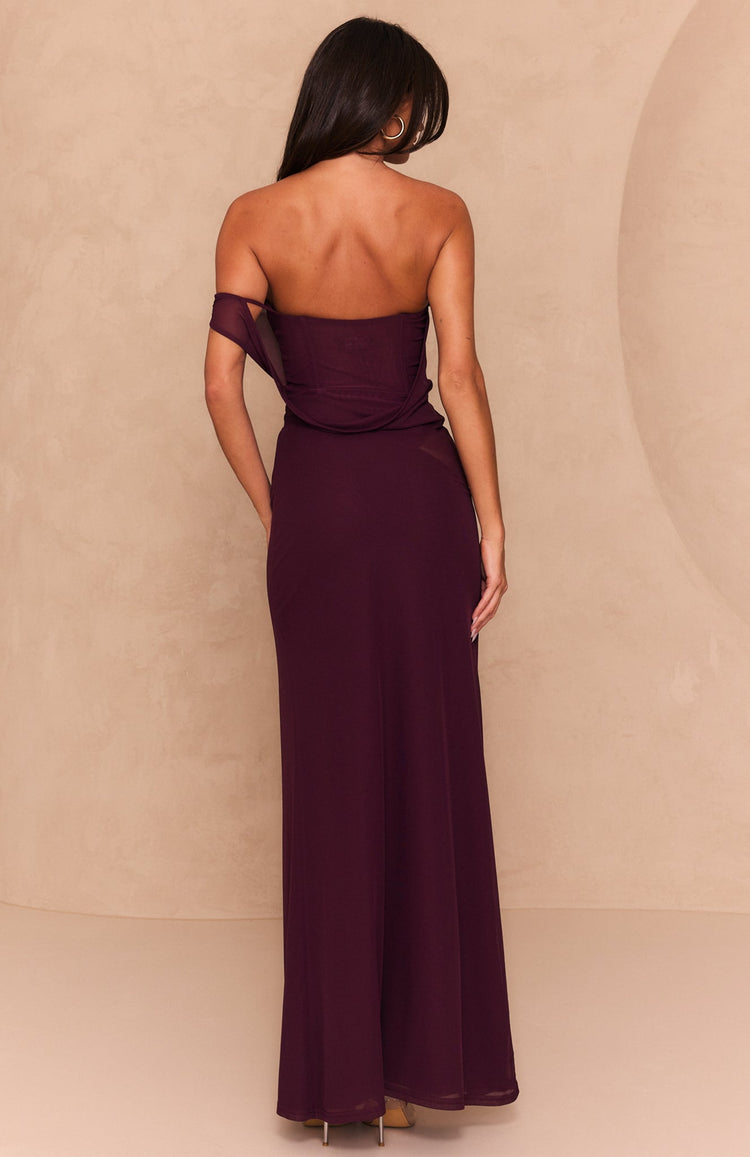 Best Dressed Guest Strapless Maxi Dress Dark Cherry