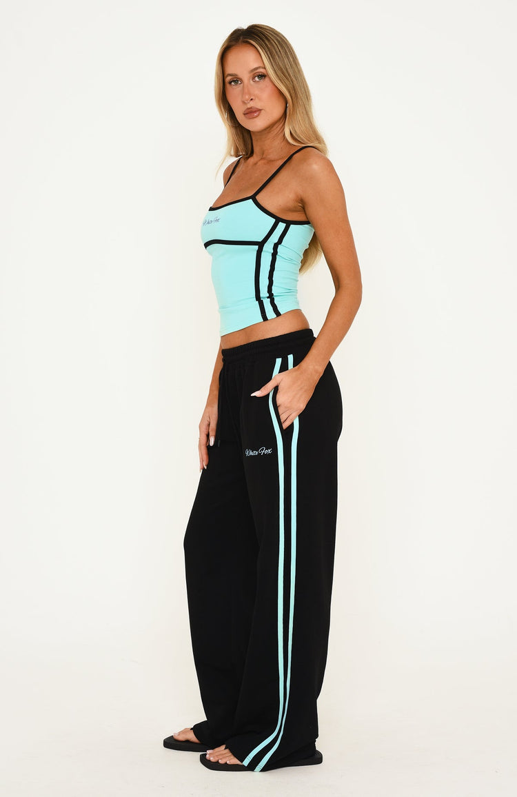 Breaking Your Heart Track Pants Black/Aqua