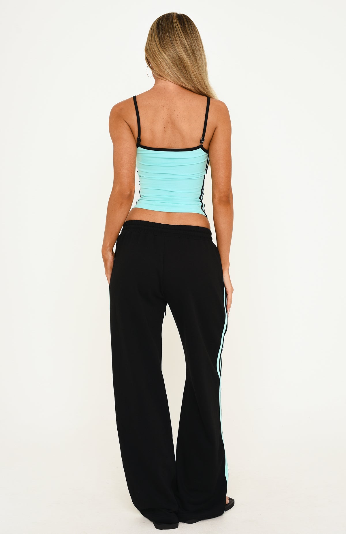 Breaking Your Heart Track Pants Black/Aqua