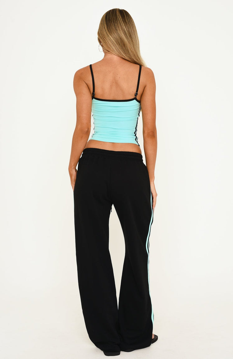 Breaking Your Heart Track Pants Black/Aqua