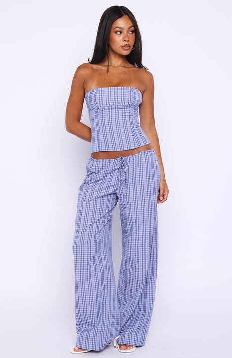 Promise Me This Wide Leg Pants Navy Check