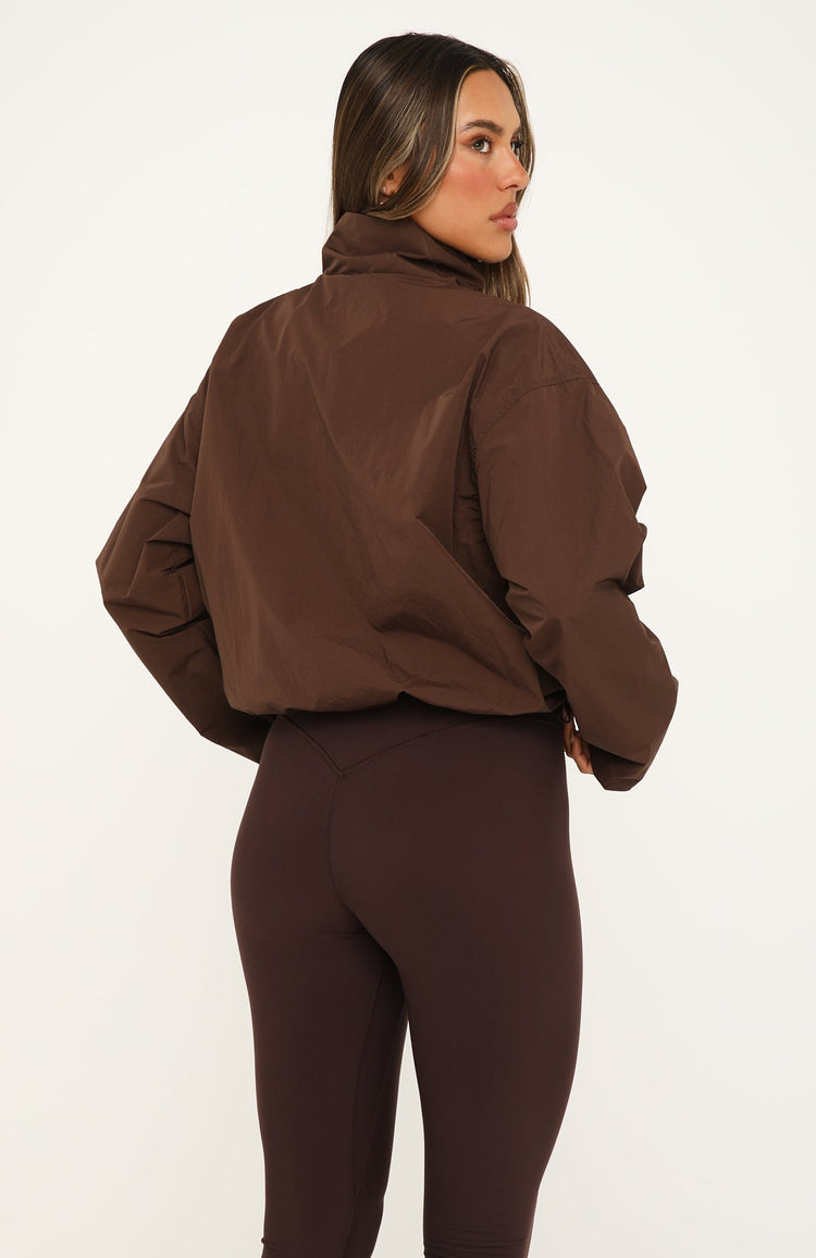 Celestine Funnel Neck Bomber Jacket Dark Chocolate