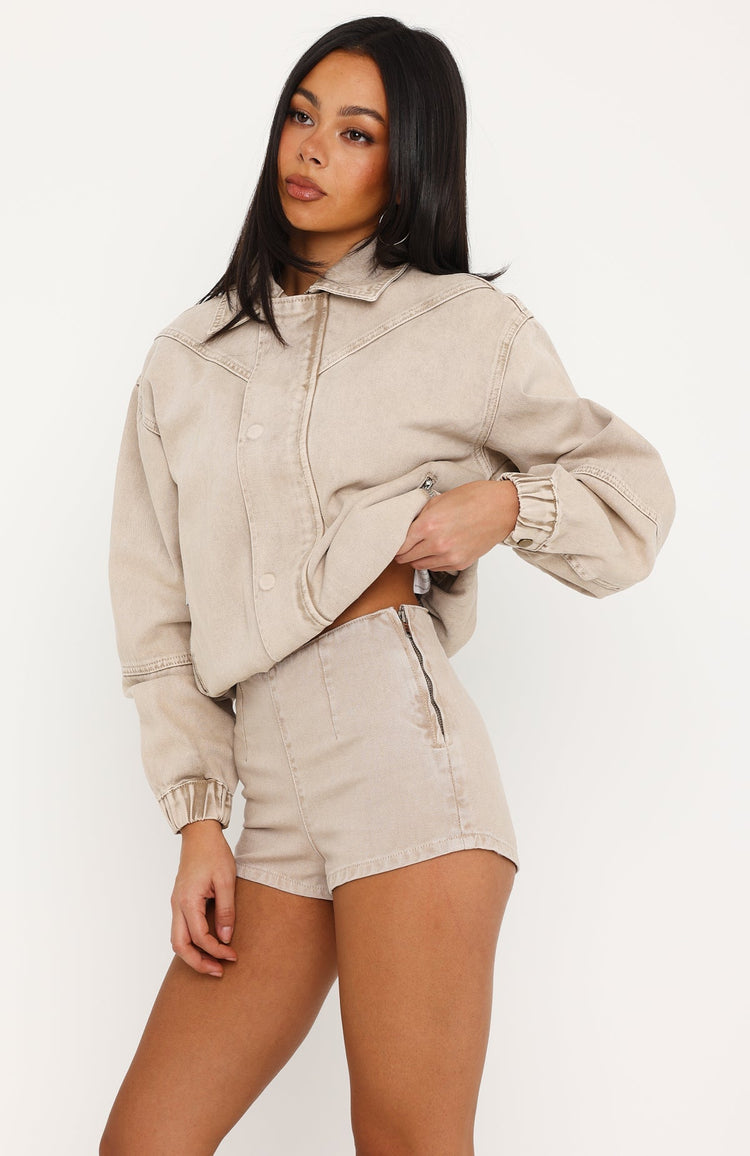 Cooler Than You Denim Shorts Sesame Wash
