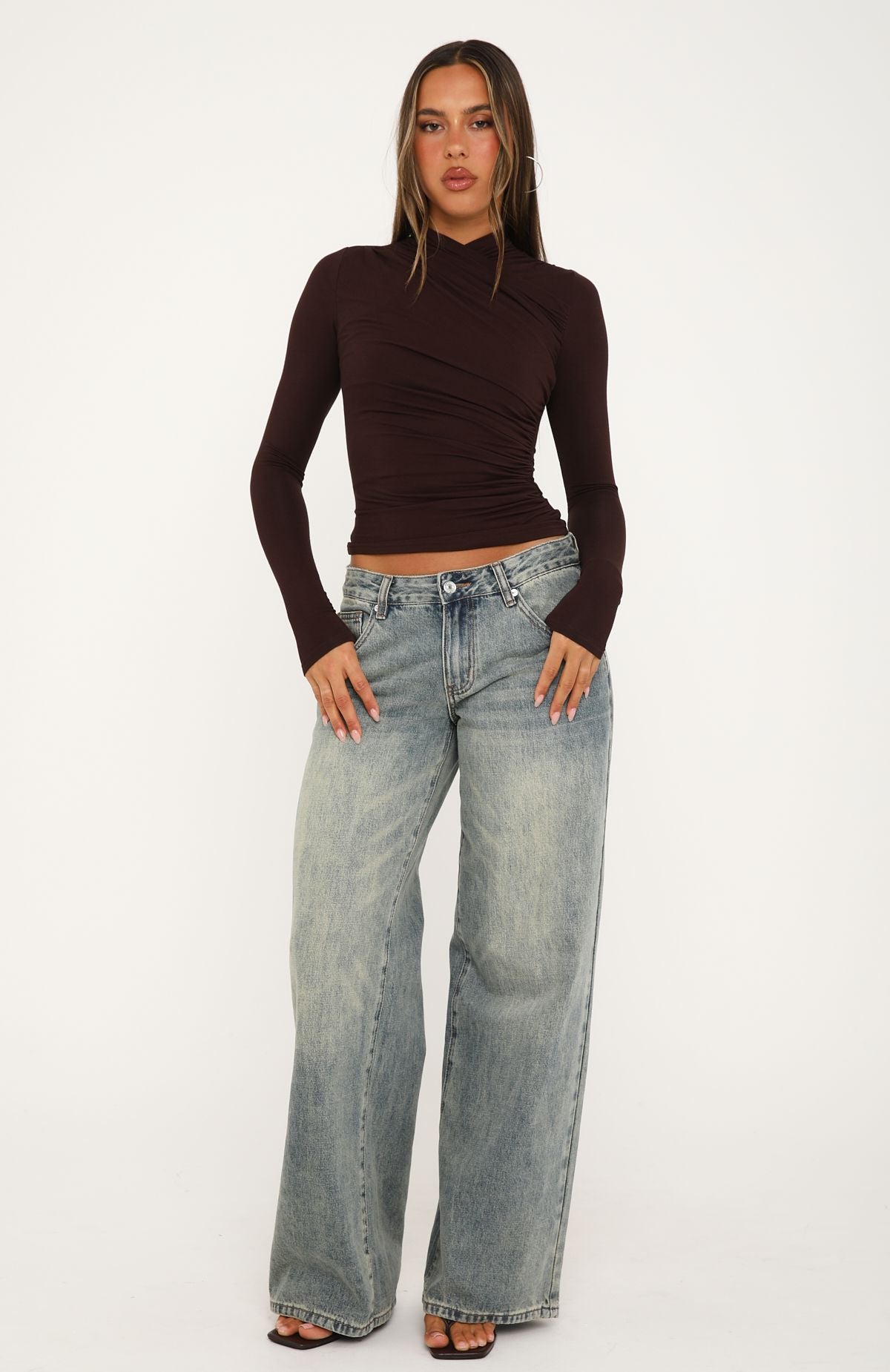 Quiet Crush Long Sleeve Top Dark Chocolate