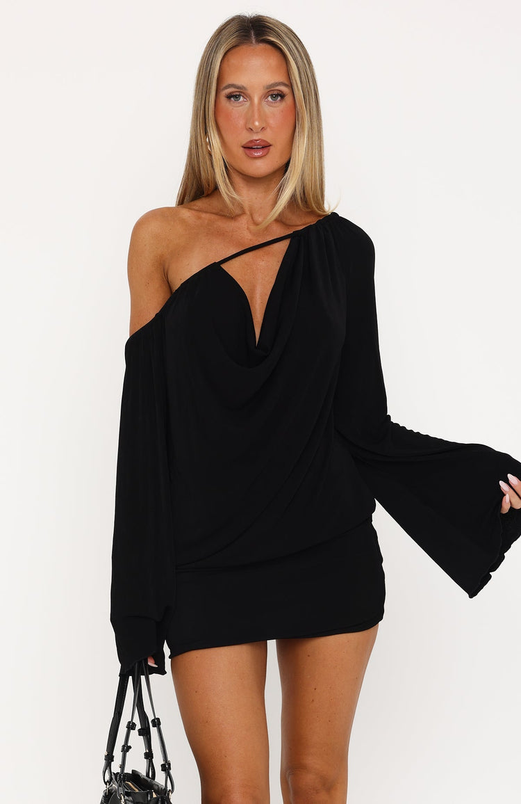 Cupid Club Long Sleeve Mini Dress Black