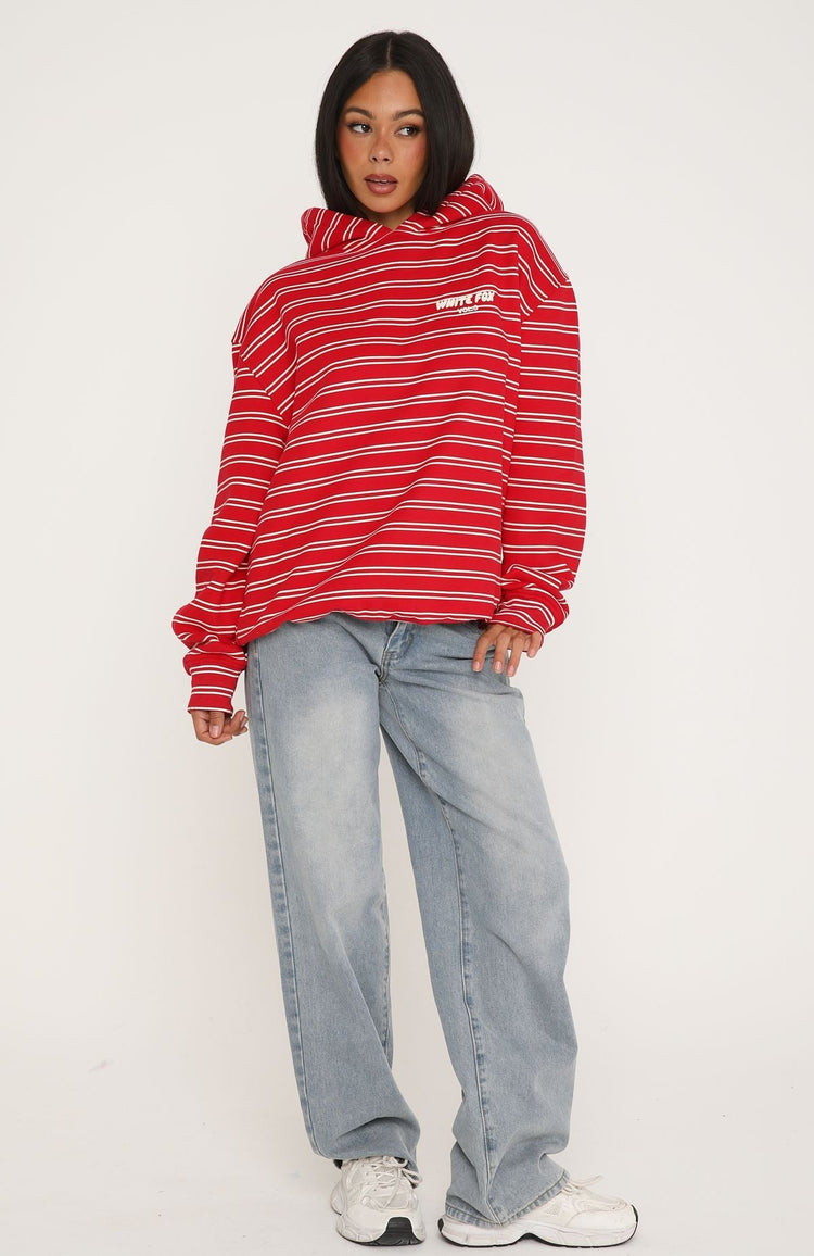 Offstage Striped Oversized Hoodie Red/Cream Stripe