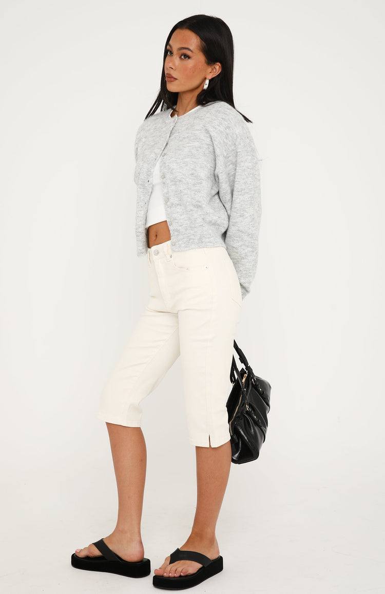 Cynthia High Rise Denim Capri Jeans Cream Wash