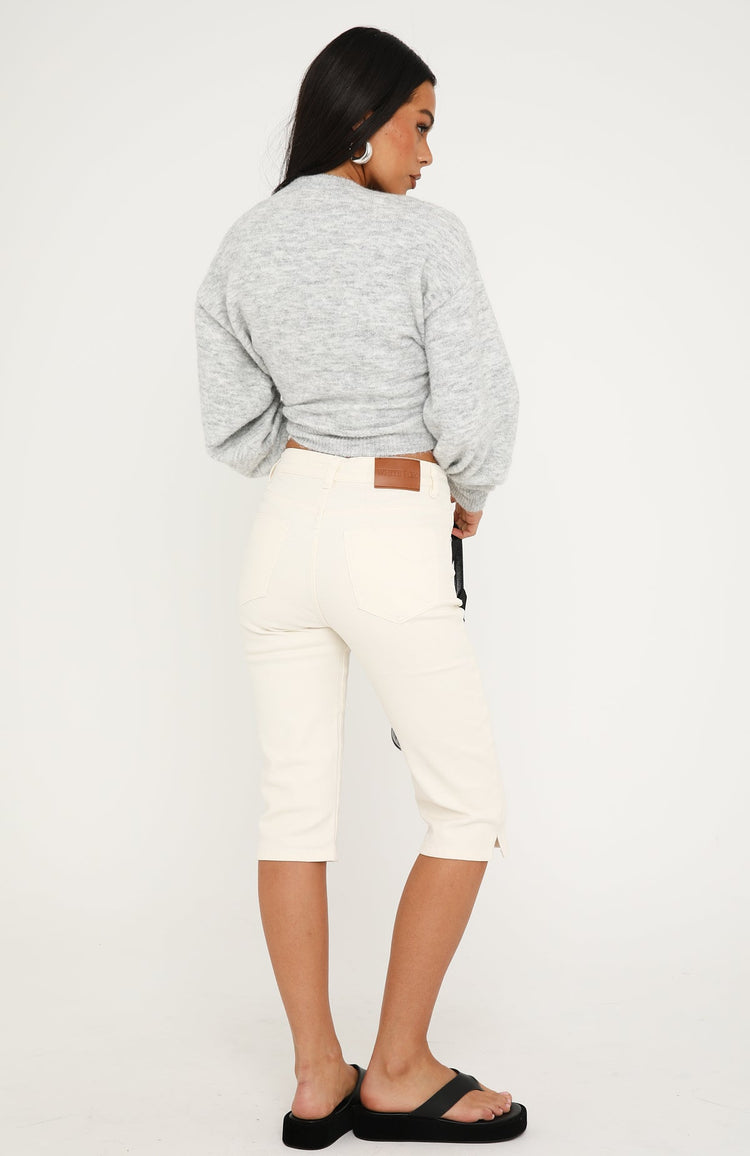 Cynthia High Rise Denim Capri Jeans Cream Wash