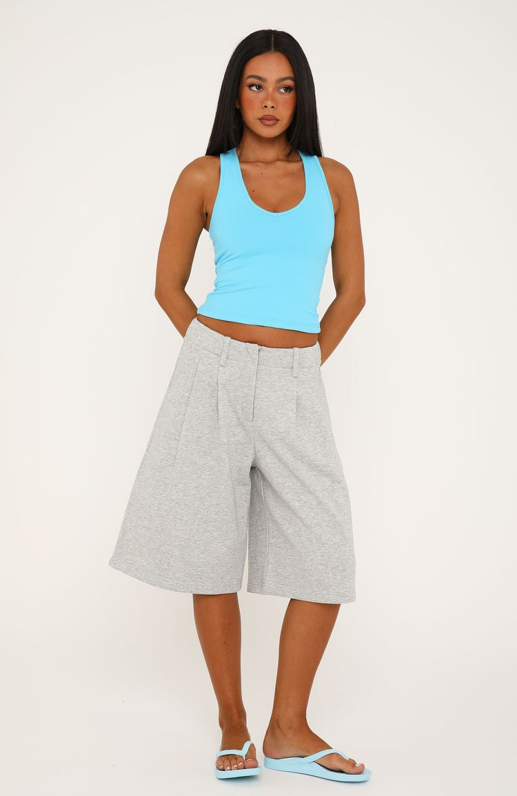 Sun In Your Eyes Tailored Longline Shorts Grey Marle