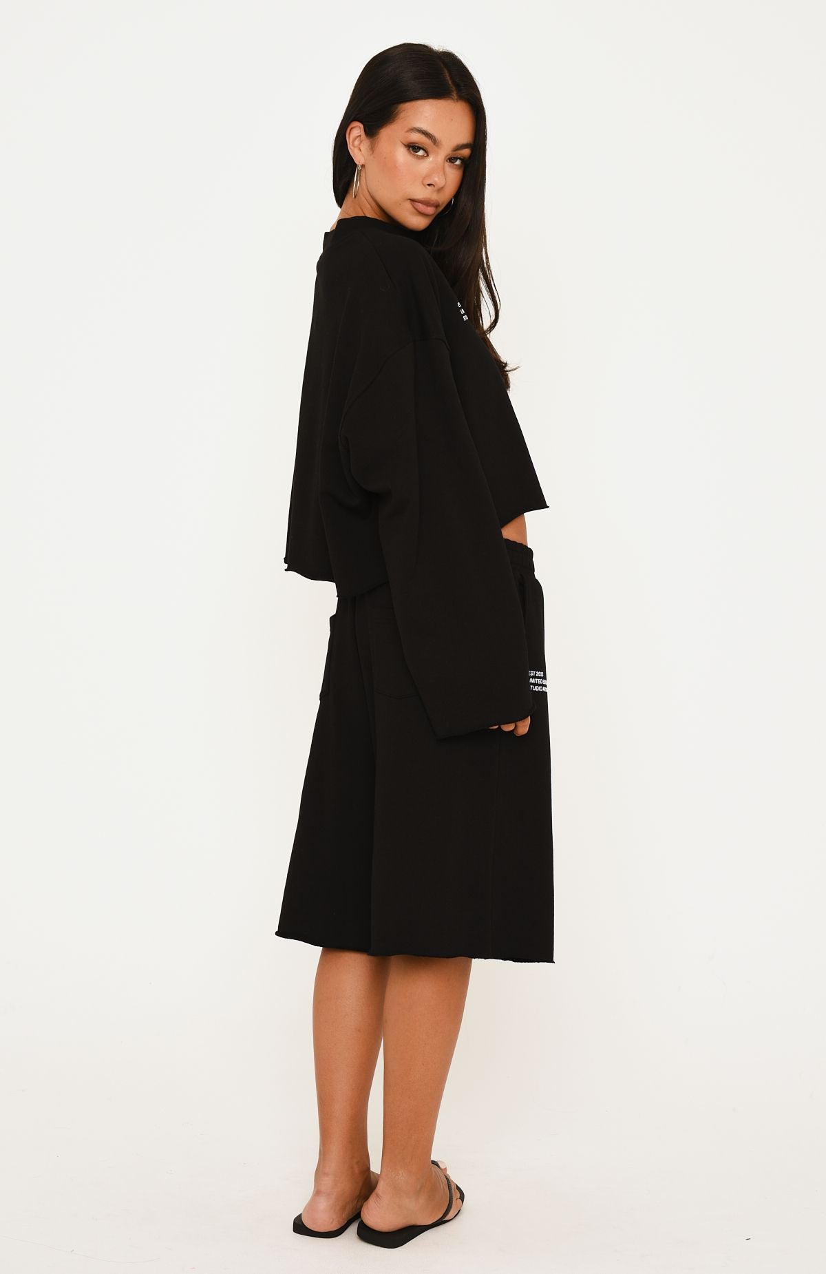 It Must Be A Sign Longline Lounge Shorts Black