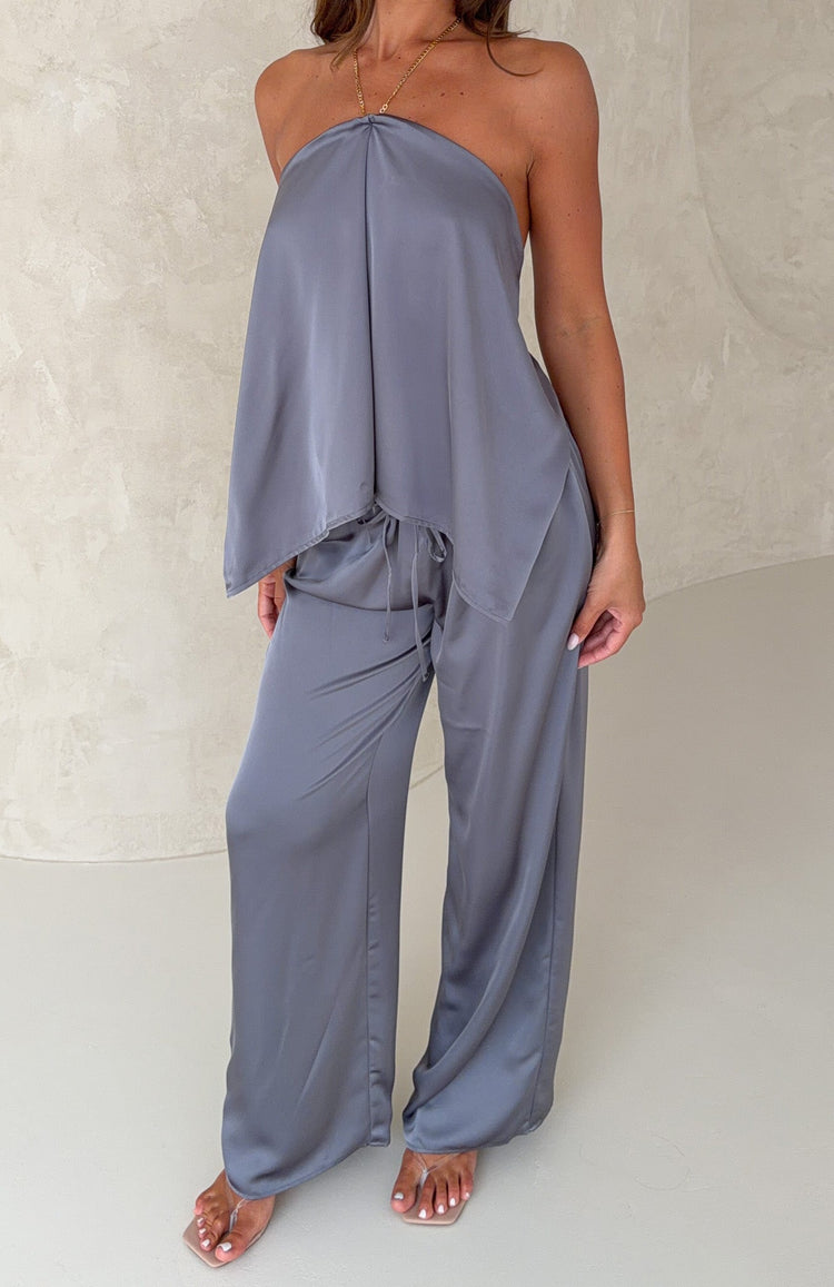 Fallen Grace Satin Top Charcoal