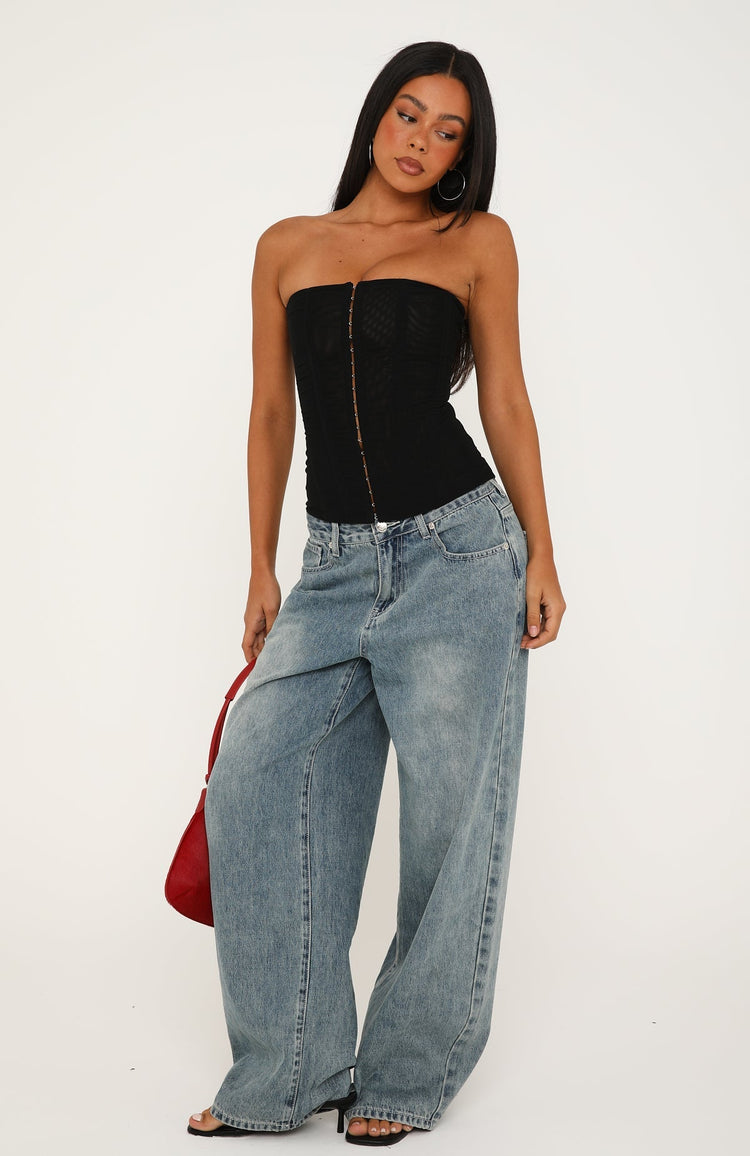 Feels Different Now Strapless Bustier Black