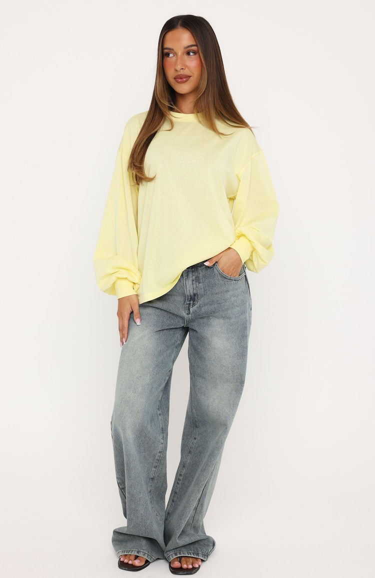 Comfy Girl Oversized Long Sleeve Tee Lemon
