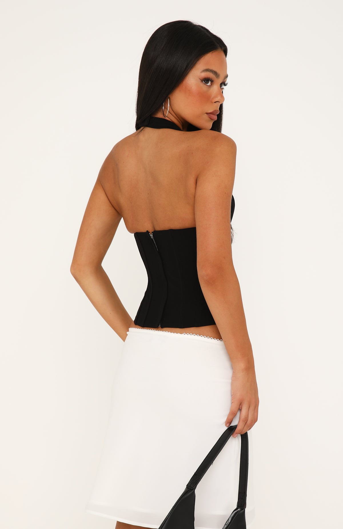 Gentle Power Halter Neck Bustier Black