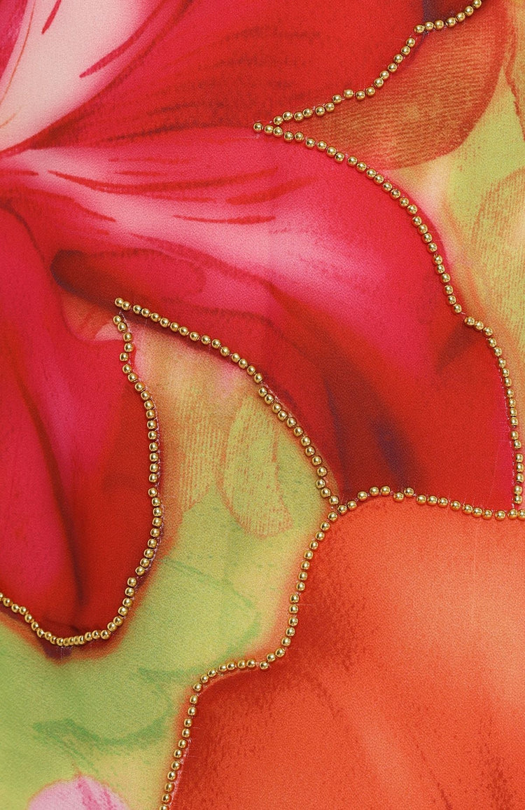Nostalgic Dream Beaded Mini Skirt Tropical Bloom