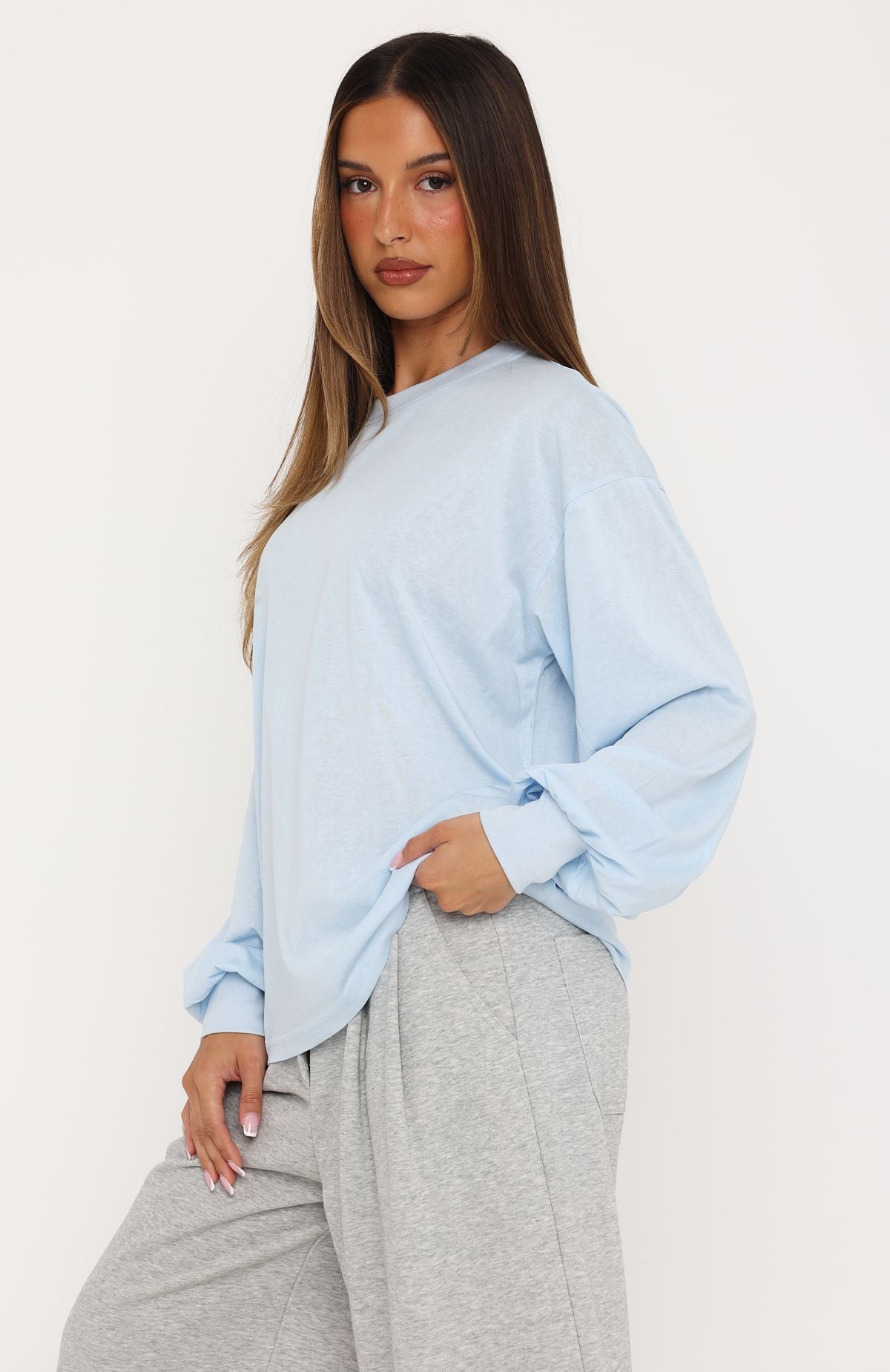 Comfy Girl Oversized Long Sleeve Tee Blue
