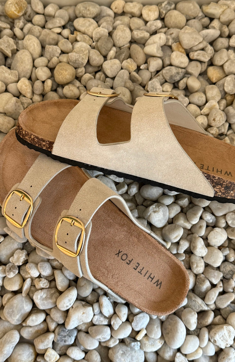 Jaylen Slides Sand Faux Suede