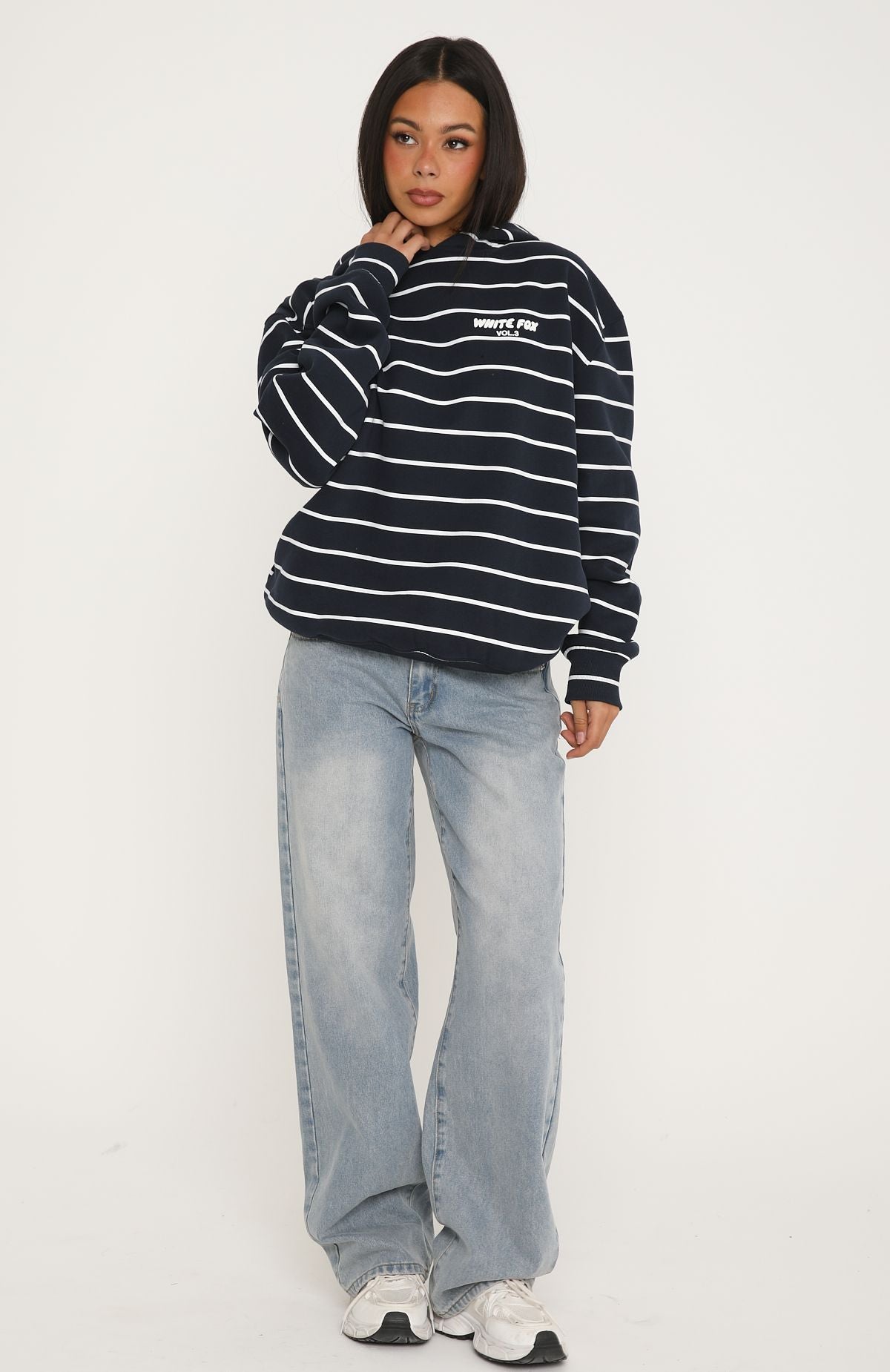 Offstage Striped Oversized Hoodie Navy/White Stripe