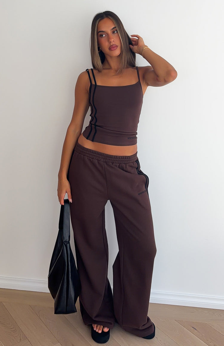 Just Let Things Be Wide Leg Sweatpants Chocolate