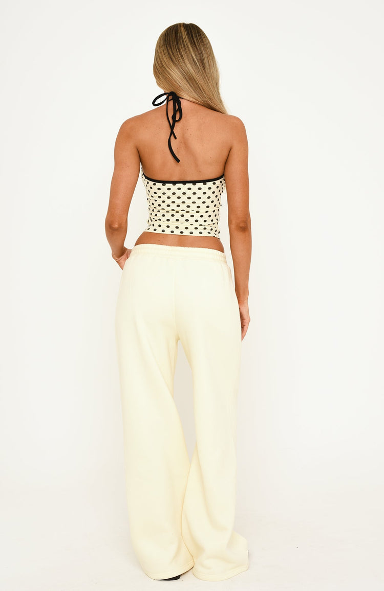 Just Peachy Wide Leg Sweatpants Cream