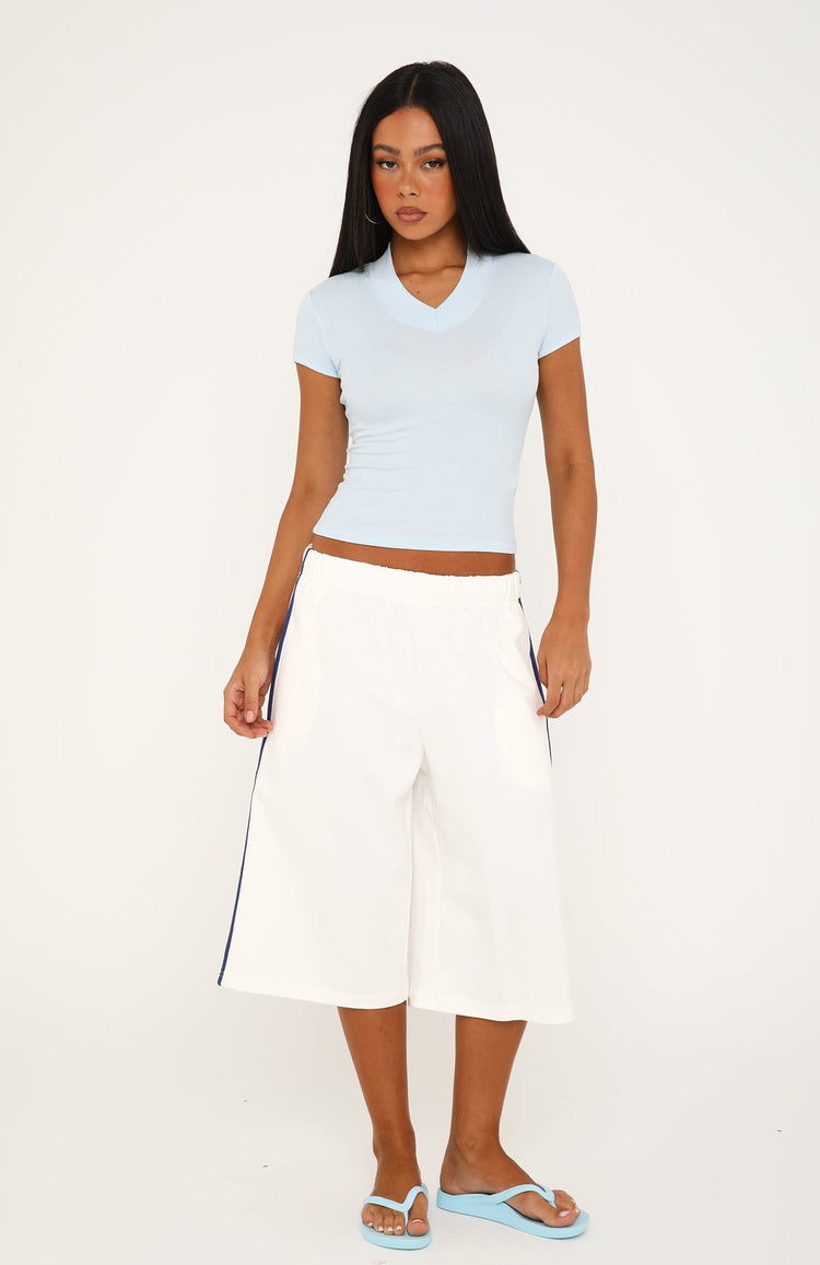 Keep That Energy Short Sleeve V Neck Top Icy Blue
