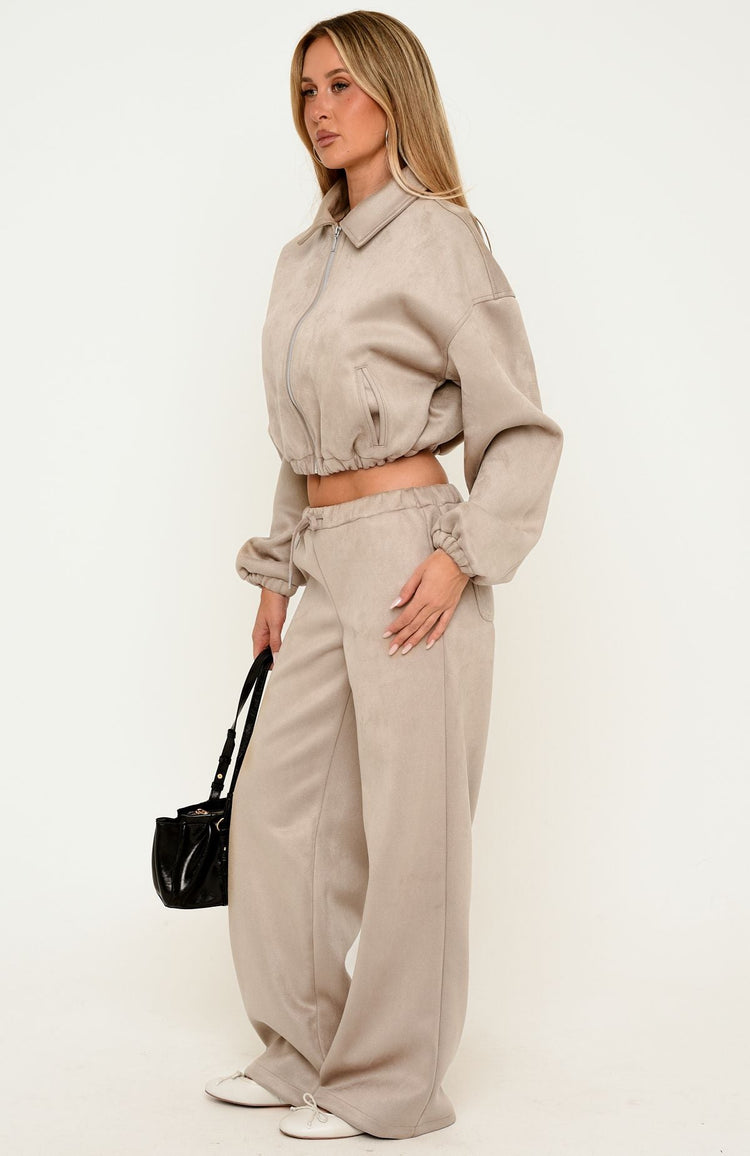 Isolda Faux Suede Wide Leg Pants Sand