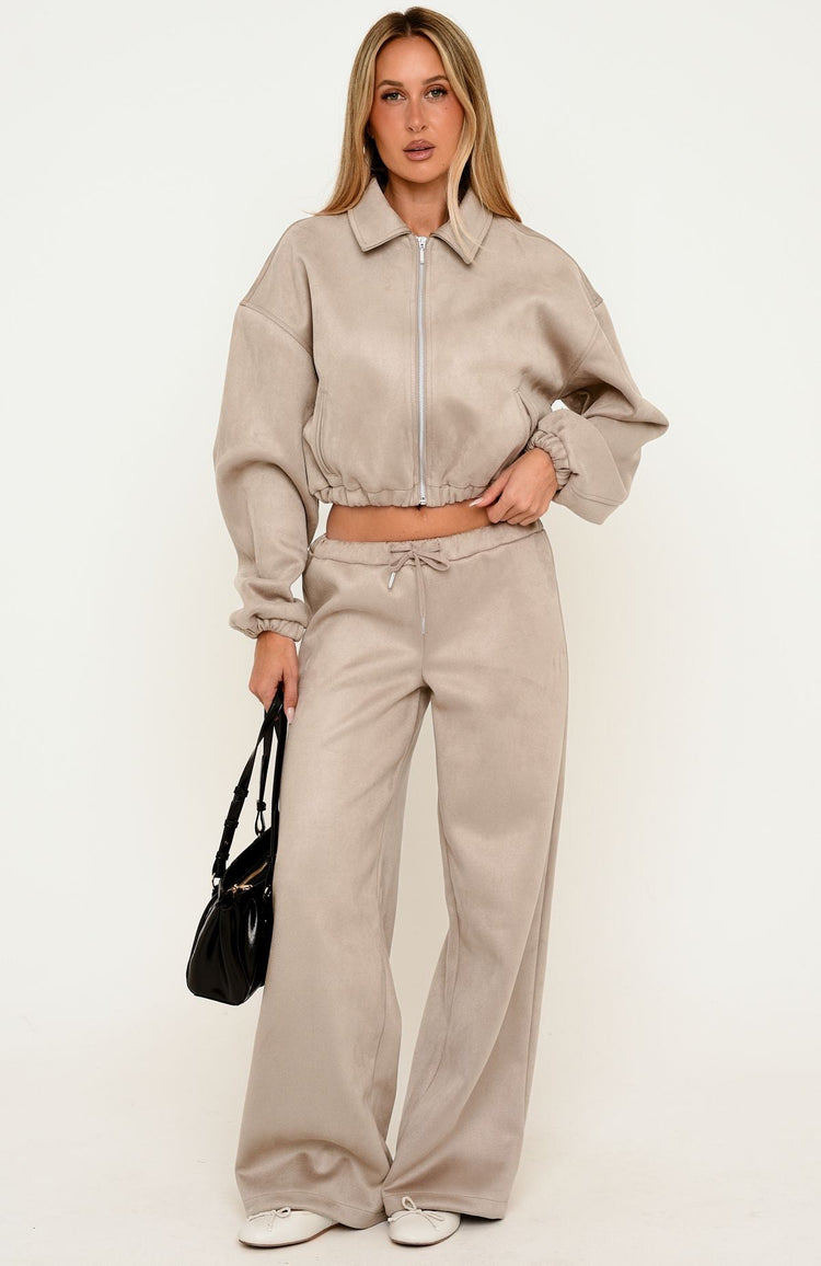 Isolda Faux Suede Wide Leg Pants Sand
