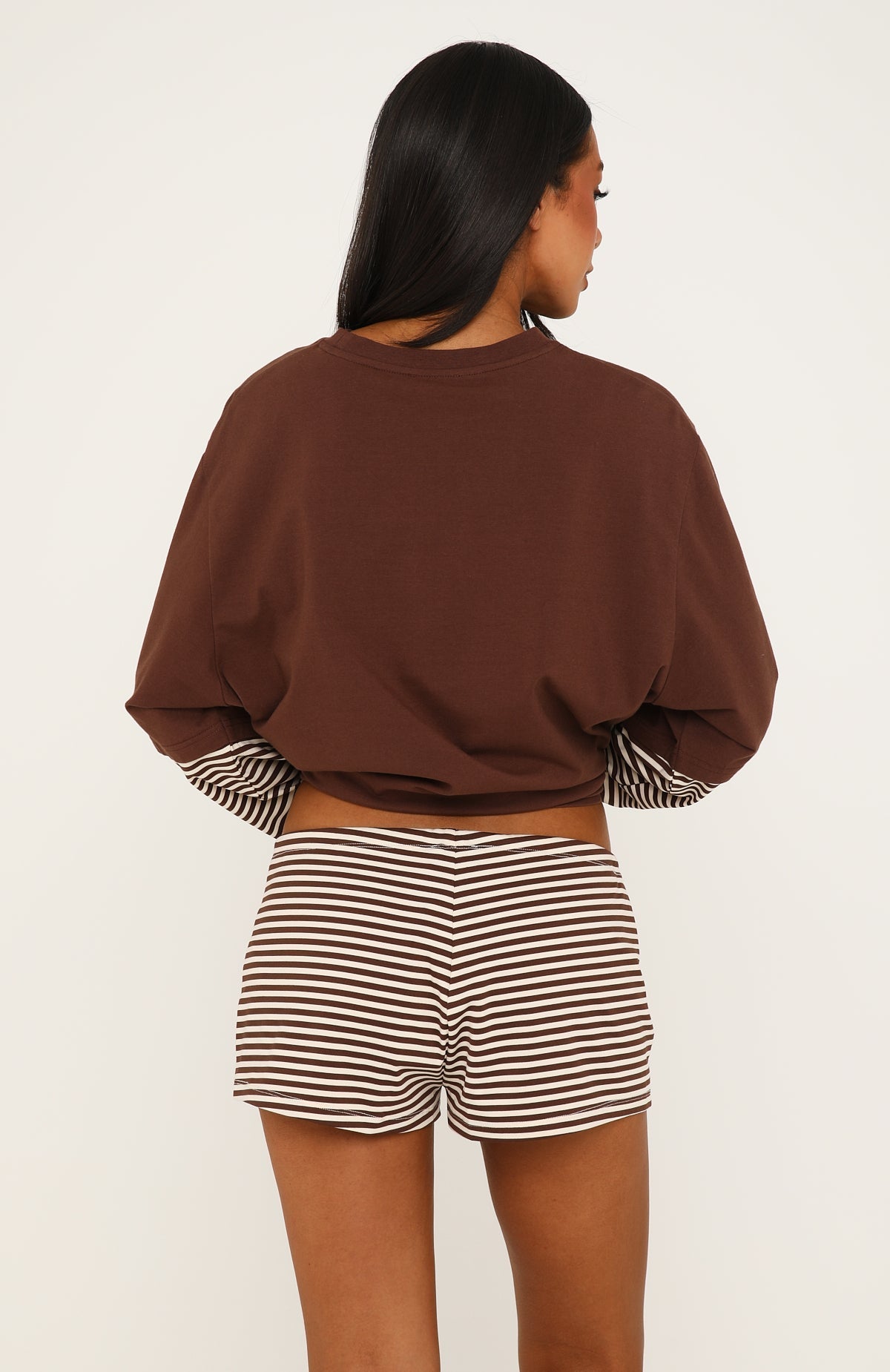 Let's Take Our Time Relaxed Shorts Chocolate/Cream Stripe