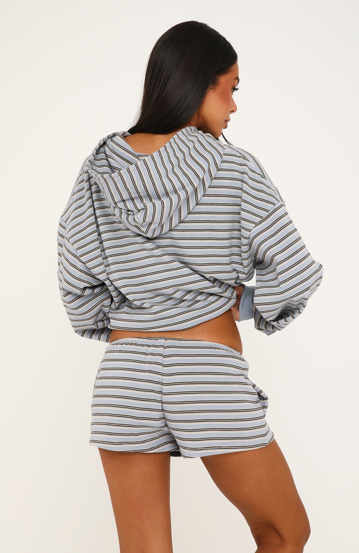 Looking Back Lounge Shorts Blue/Chocolate Stripe