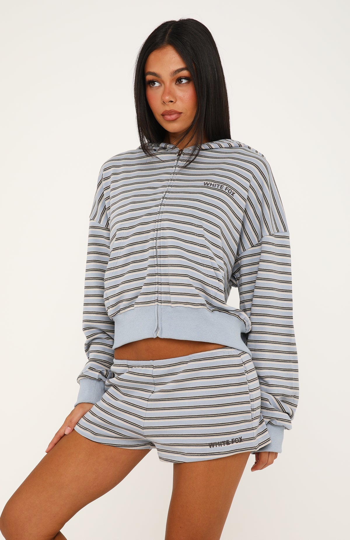 Looking Back Lounge Shorts Blue/Chocolate Stripe