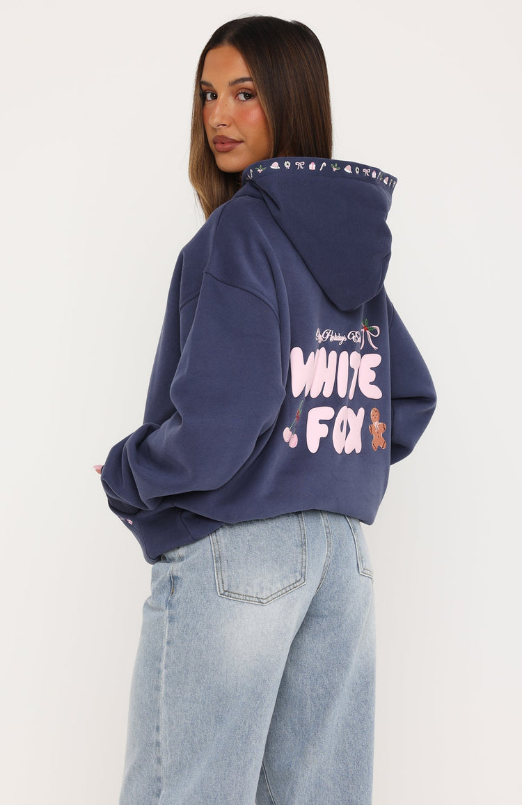 Merry & Bright Oversized Hoodie Navy