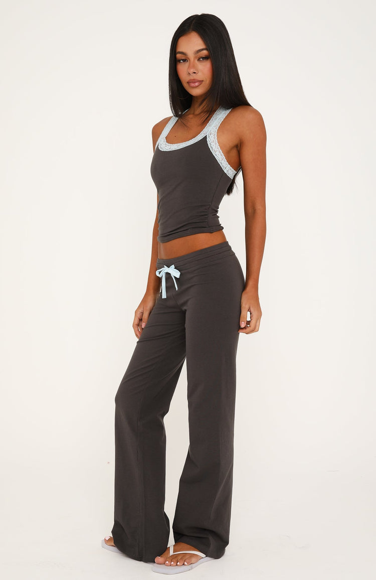 Midnight Sun Low Rise Pants Charcoal/Baby Blue