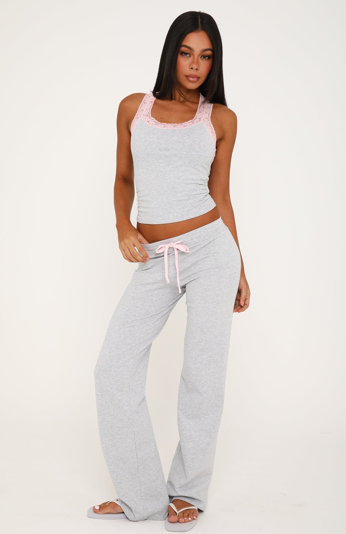 Midnight Sun Low Rise Pants Grey Marle/Baby Pink