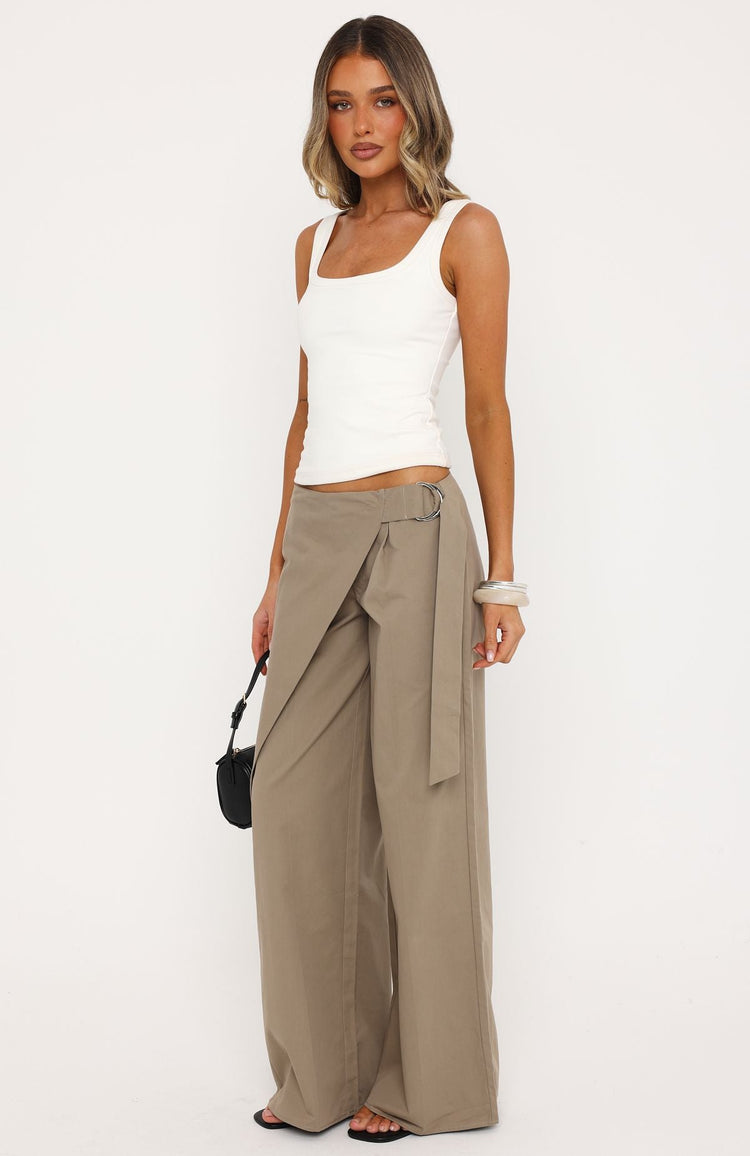 Suit Yourself Tailored Wide Leg Pants Taupe