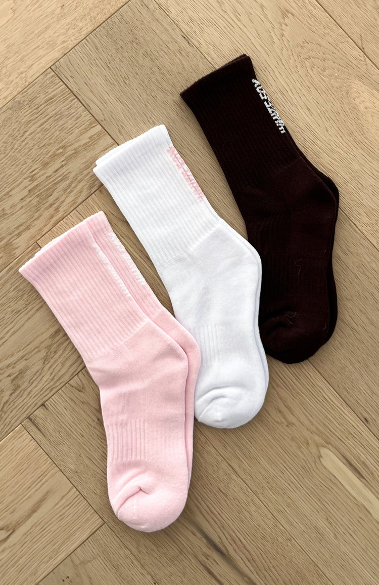 Next Round 3 Pack Socks White/Chocolate/Pink