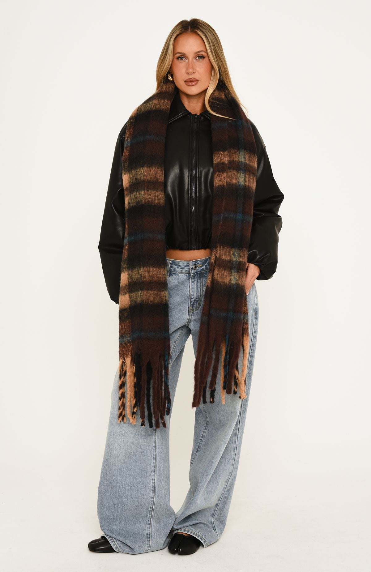 Archie Scarf Chocolate Plaid