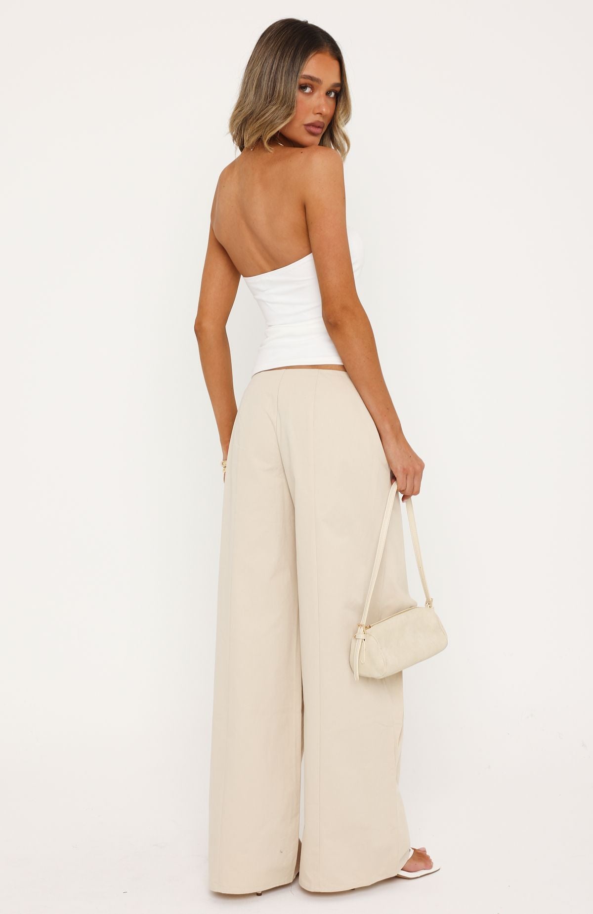 Suit Yourself Tailored Wide Leg Pants Beige