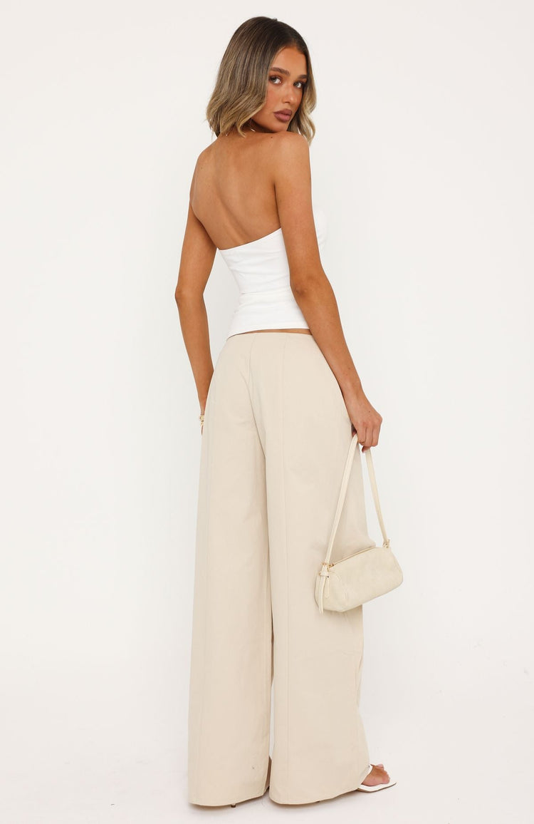 Suit Yourself Tailored Wide Leg Pants Beige