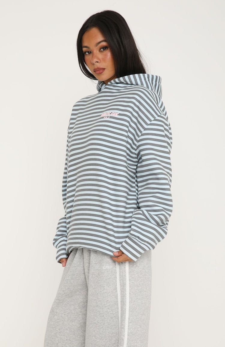 Offstage Striped Oversized Hoodie Blue/Charcoal Stripe