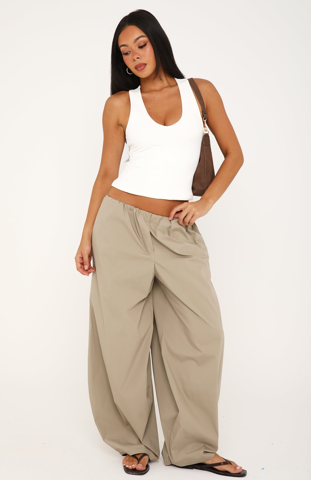 Off The Record Low Rise Cargo Pants Mushroom
