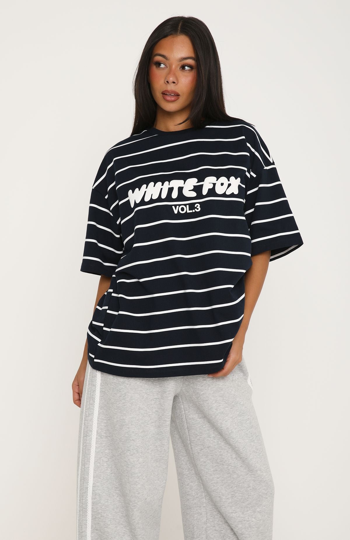 Offstage Striped Oversized Tee Navy/White Stripe