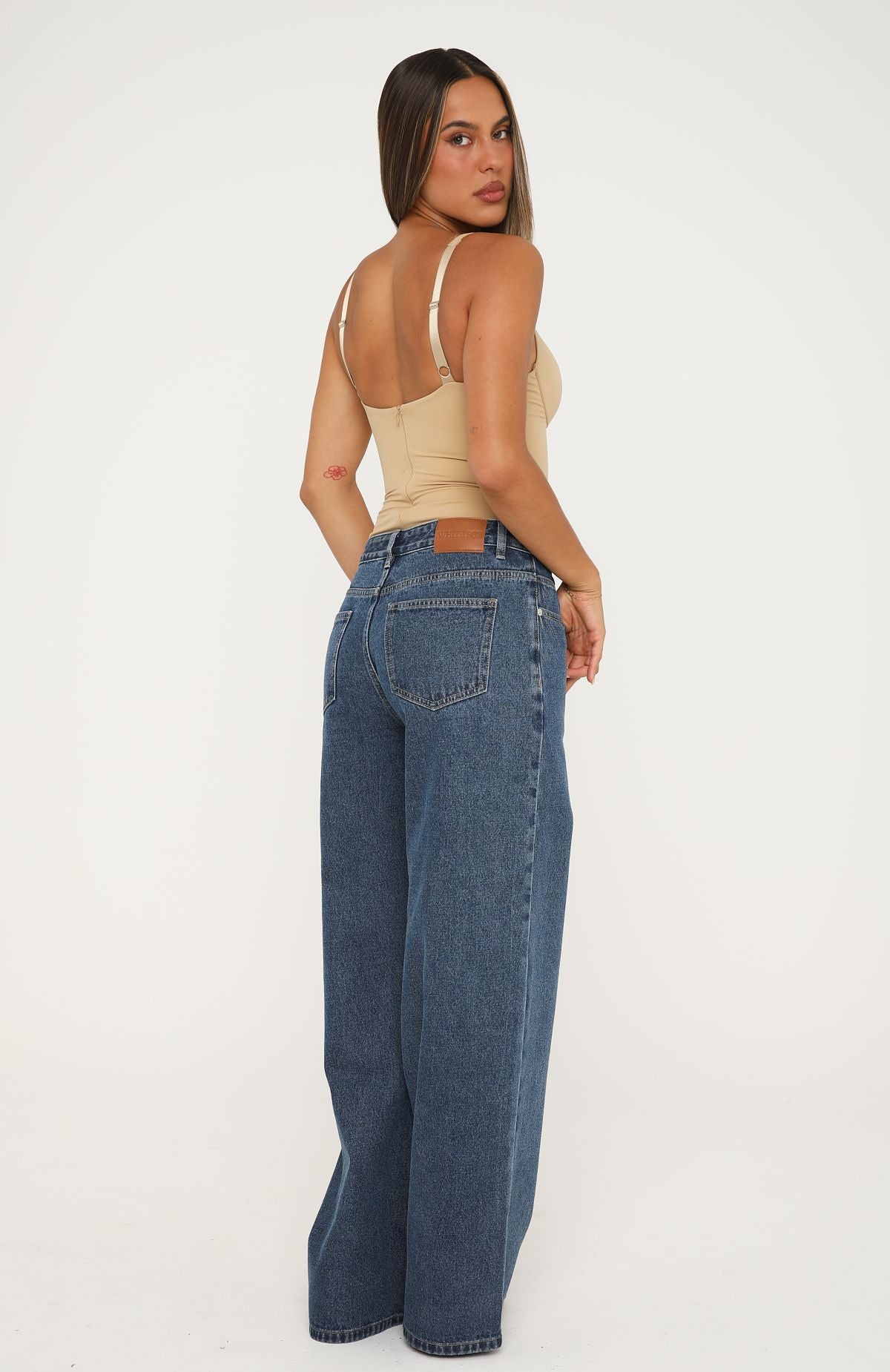 Just My Type Mid Rise Wide Leg Jeans Washed Admiral