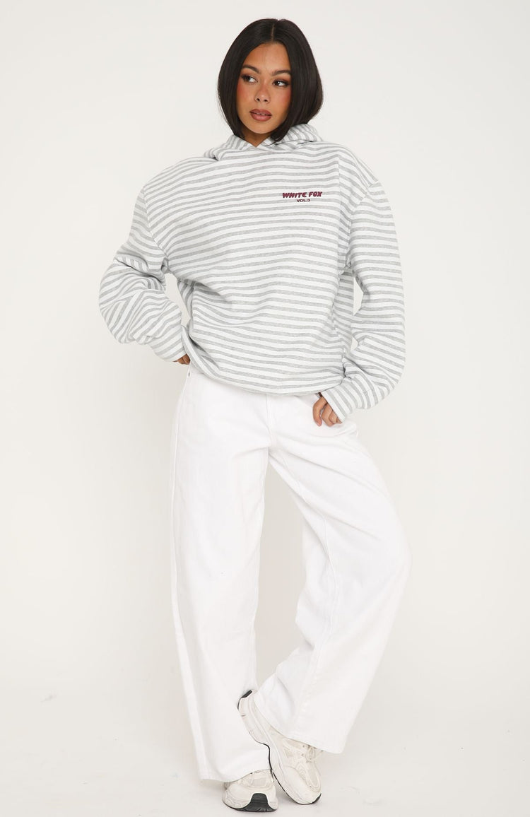 Offstage Striped Oversized Hoodie Grey/White Stripe