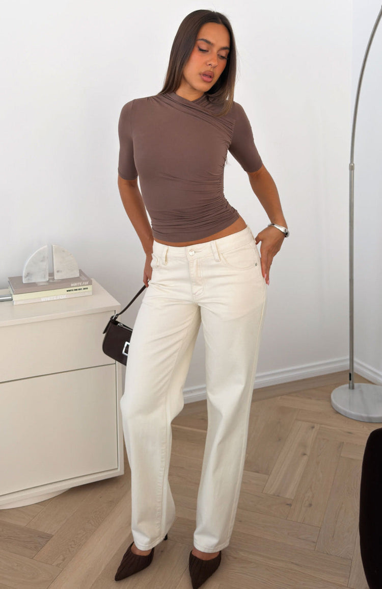 Quiet Crush 3/4 Sleeve Top Mocha