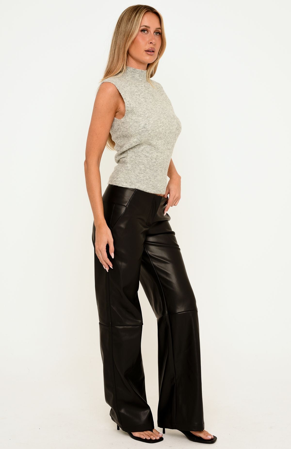 You're So Inspired PU Wide Leg Pants Black