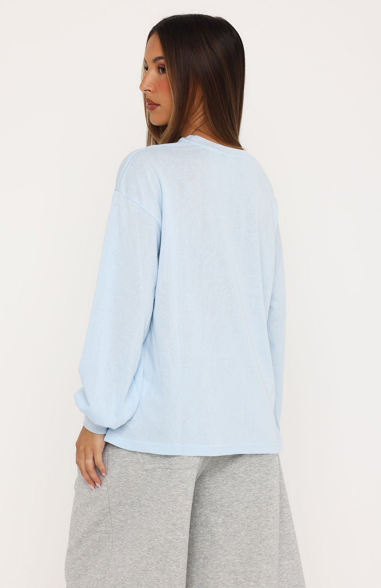 Comfy Girl Oversized Long Sleeve Tee Blue