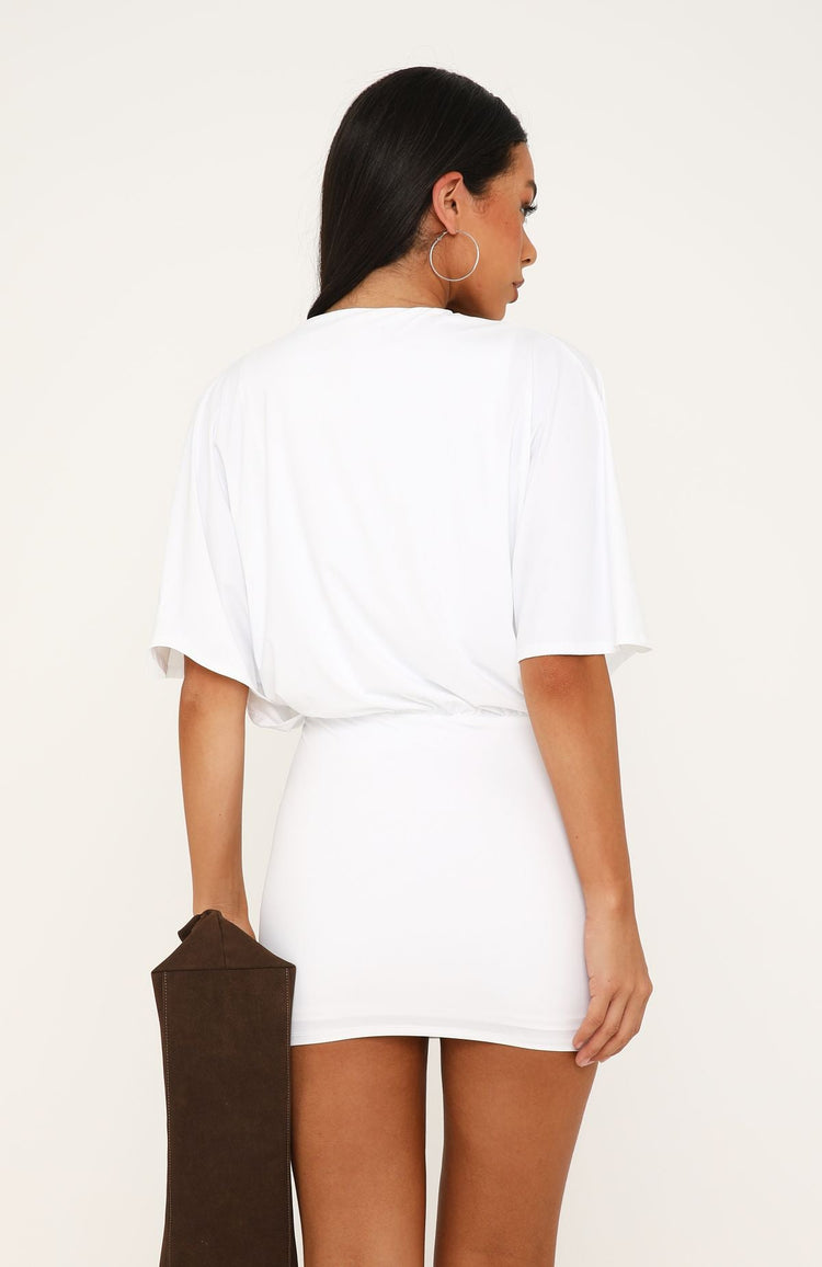Gained My Wings Short Sleeve Mini Dress White
