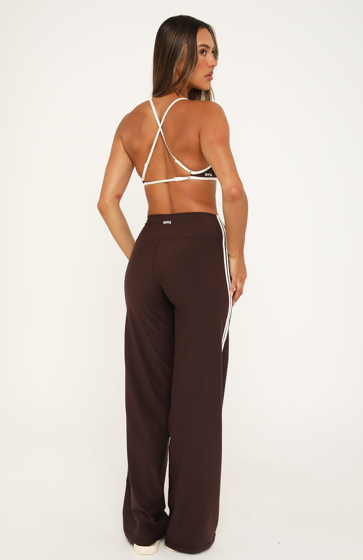 Crunch Mid Rise Wide Leggings Dark Chocolate/Cream
